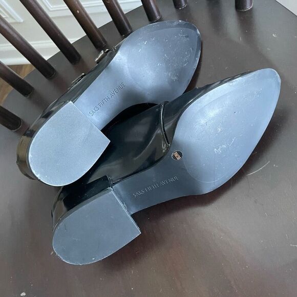 Saks Fifth Avenue Vienna Monk Strap Buckle Loafers Laser Cut Black 8 - Picture 6 of 9